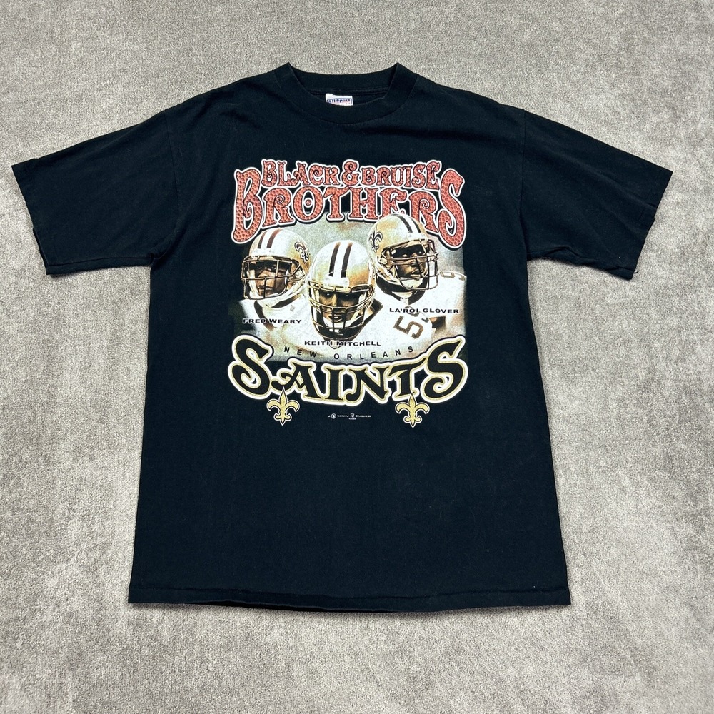 Vintage Y2K New Orleans Saints T Shirt Size Large Black And Bruise Brothers 2000